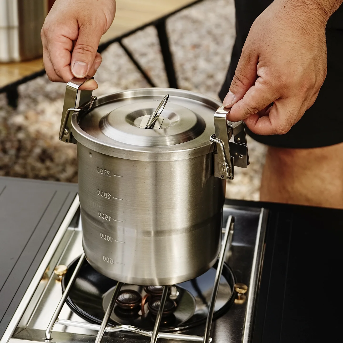 Camping Hanging Cooking Pot - Набор походной посуды из нержавеющей стали