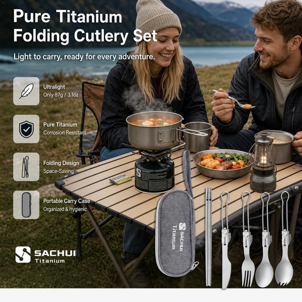Camp Spork Set - Титановый набор столовых приборов для кемпинга: